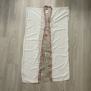 JC Sunny Just Classic Lightweight Womens Embroidery  Kimono Flowers White OS